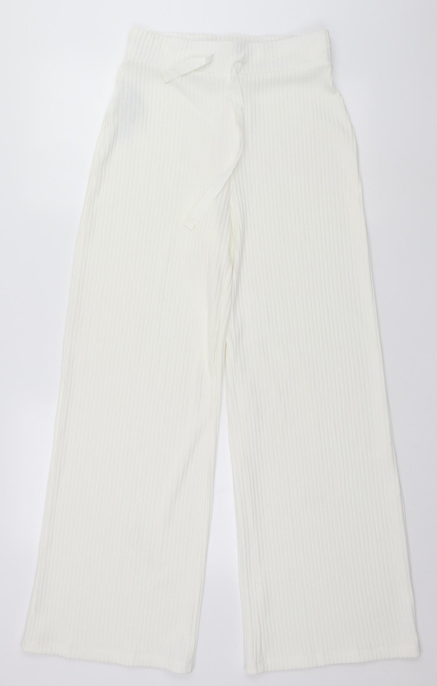 Mango Womens White Striped  Trousers  Size M L30 in