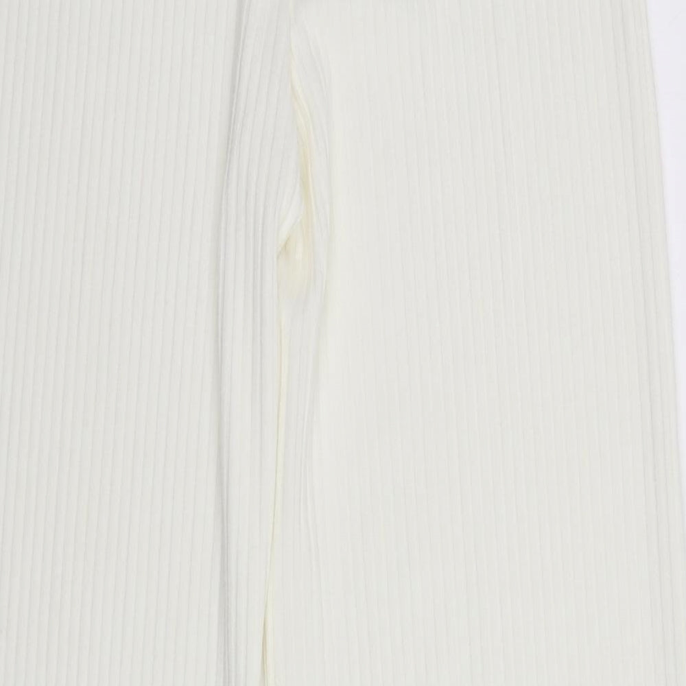 Mango Womens White Striped  Trousers  Size M L30 in