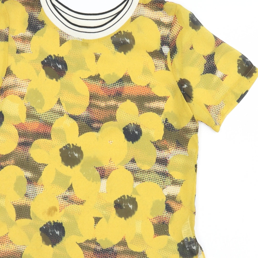 Topshop Womens Orange Floral  Basic Blouse Size 6