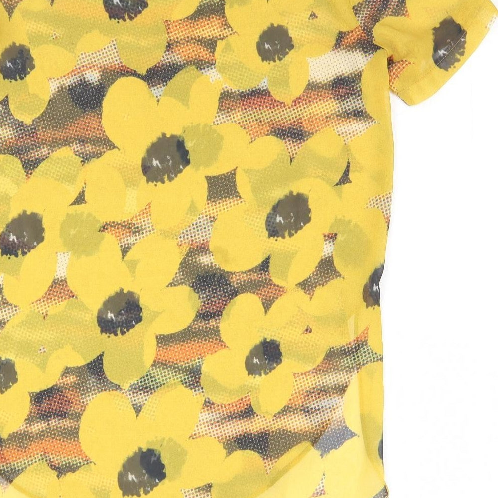 Topshop Womens Orange Floral  Basic Blouse Size 6