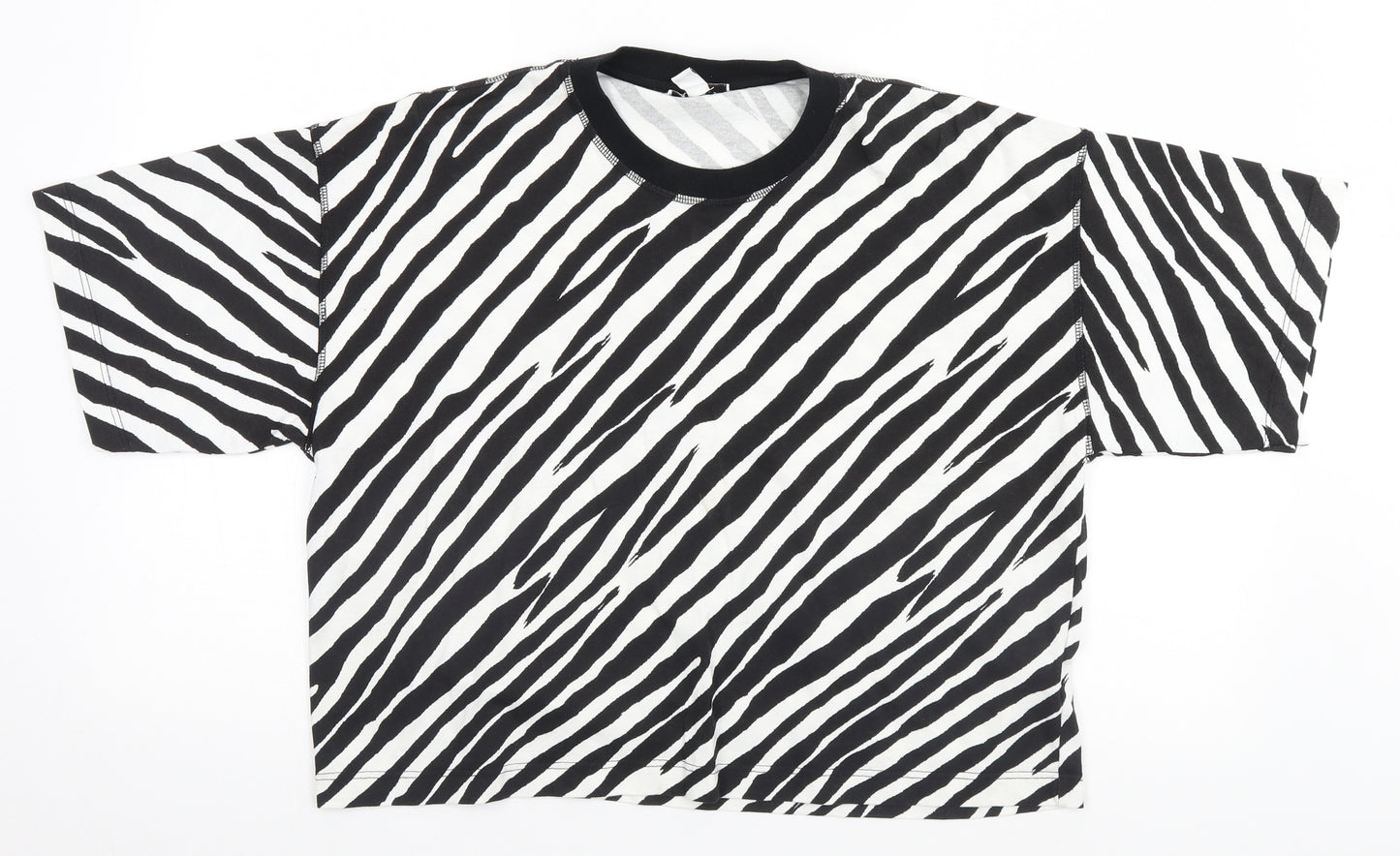 Topshop Womens White Animal Print  Basic T-Shirt Size 8