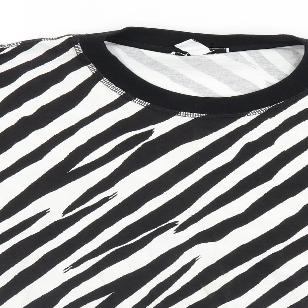 Topshop Womens White Animal Print  Basic T-Shirt Size 8