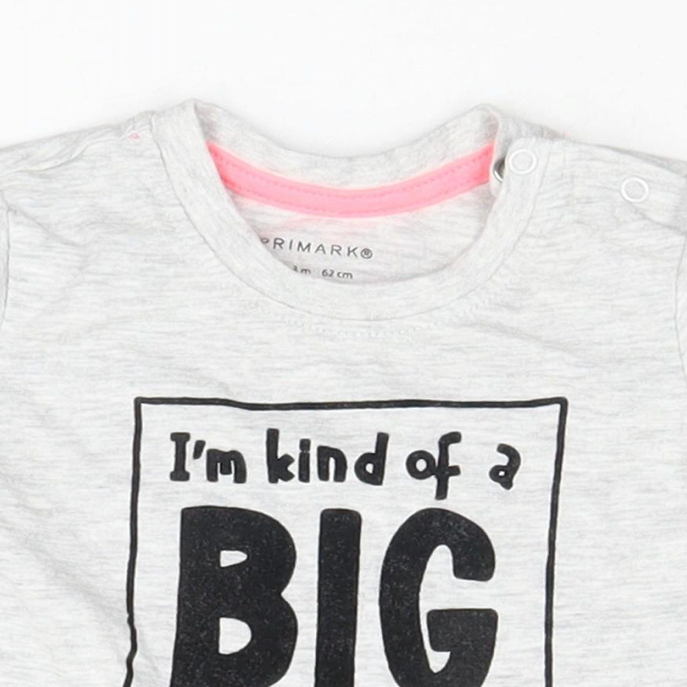 Primark Boys Grey   Basic T-Shirt Size 0-3 Months  - Big Deal