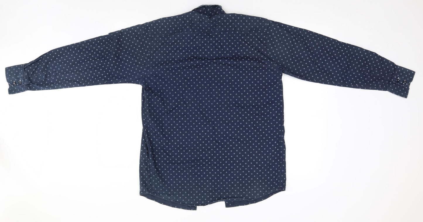 Iambretta Mens Blue Geometric   Button-Up Size M