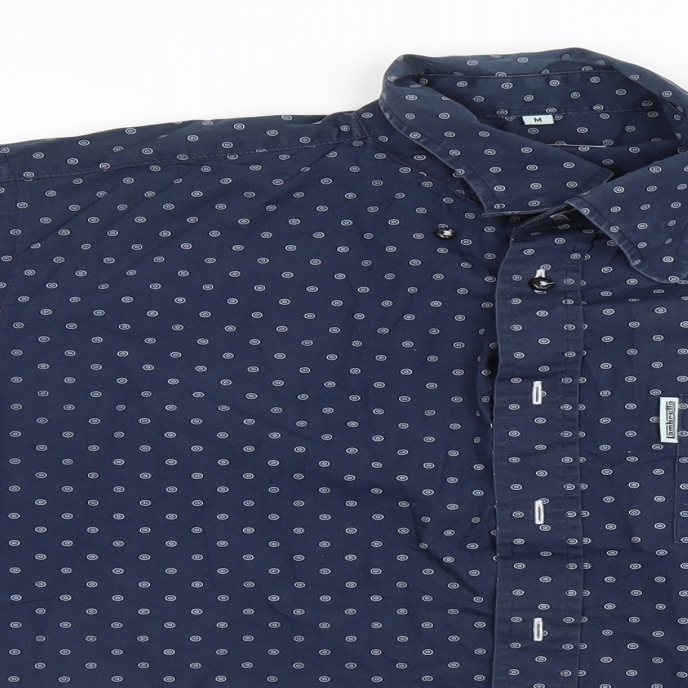 Iambretta Mens Blue Geometric   Button-Up Size M