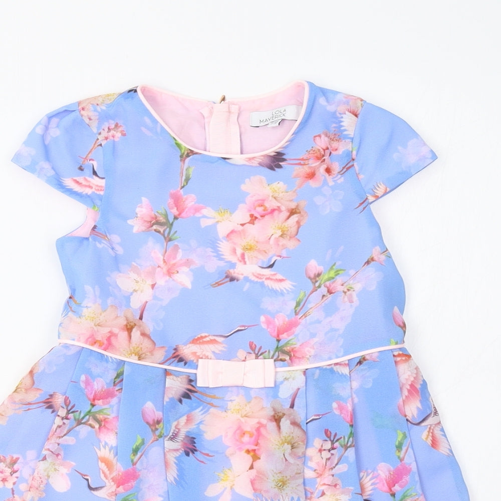 Lola Maverick Girls Blue Floral  A-Line  Size 2-3 Years