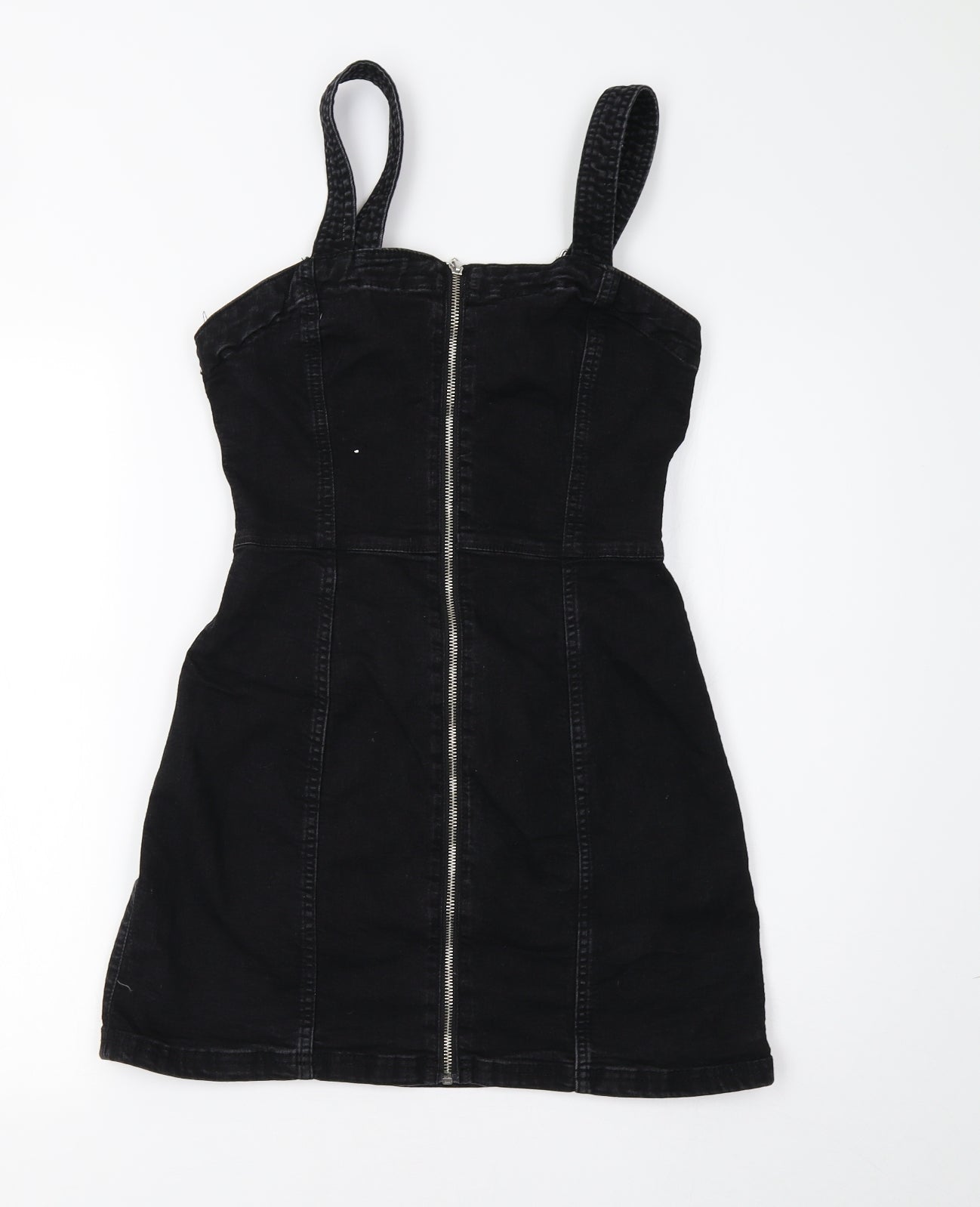 H&M Womens Black   Pinafore/Dungaree Dress  Size 8