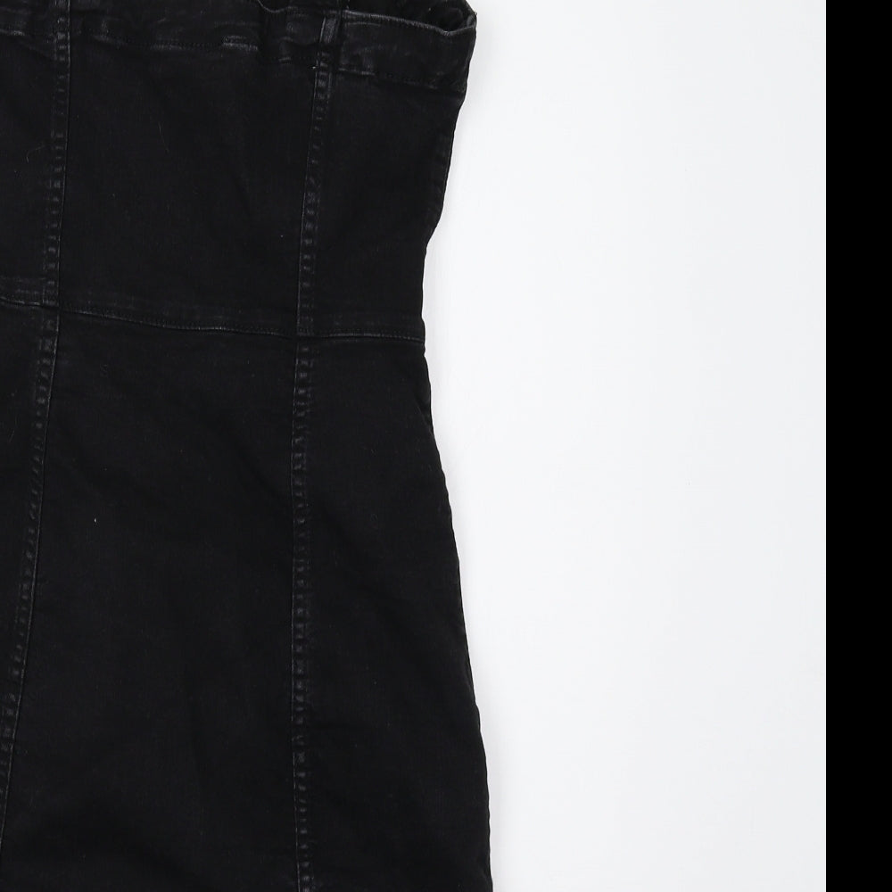 H&M Womens Black   Pinafore/Dungaree Dress  Size 8