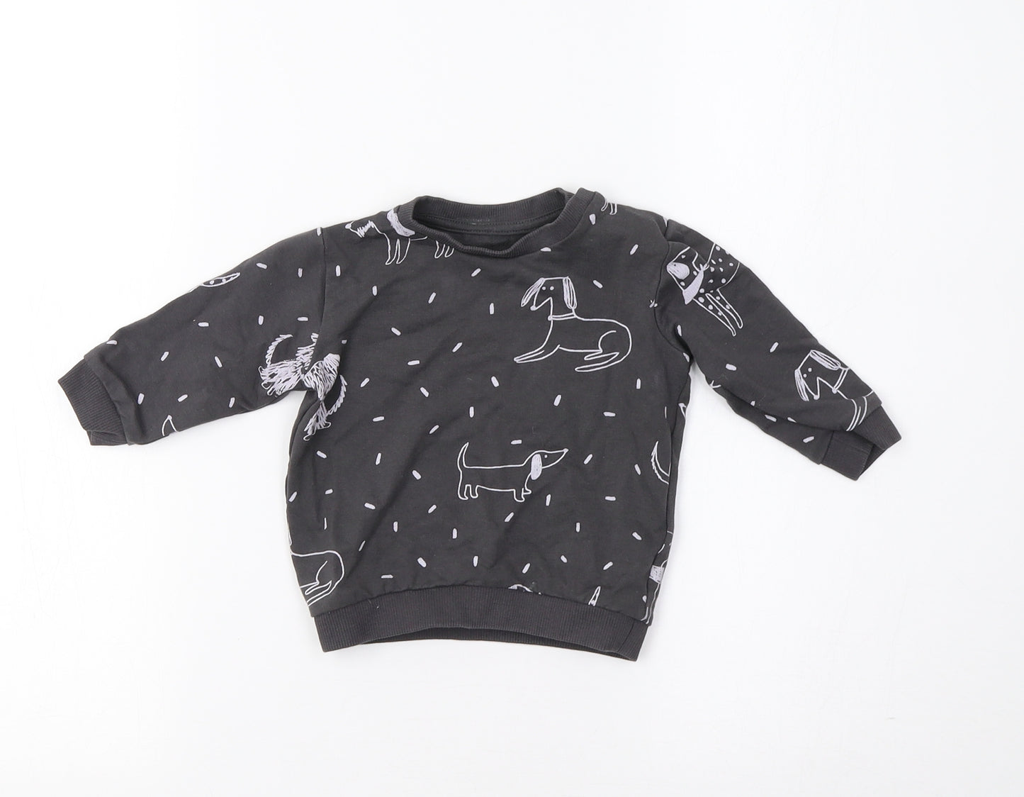 M&S Baby Grey   Pullover Jumper Size 3-6 Months  - Dog Print