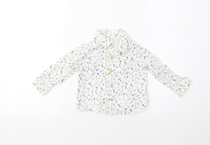 TU Baby White Geometric Basic Button-Up Size 3-6 Months - Gruffalo