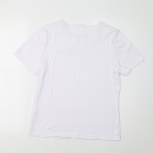Preworn Womens White Floral  Basic T-Shirt Size S