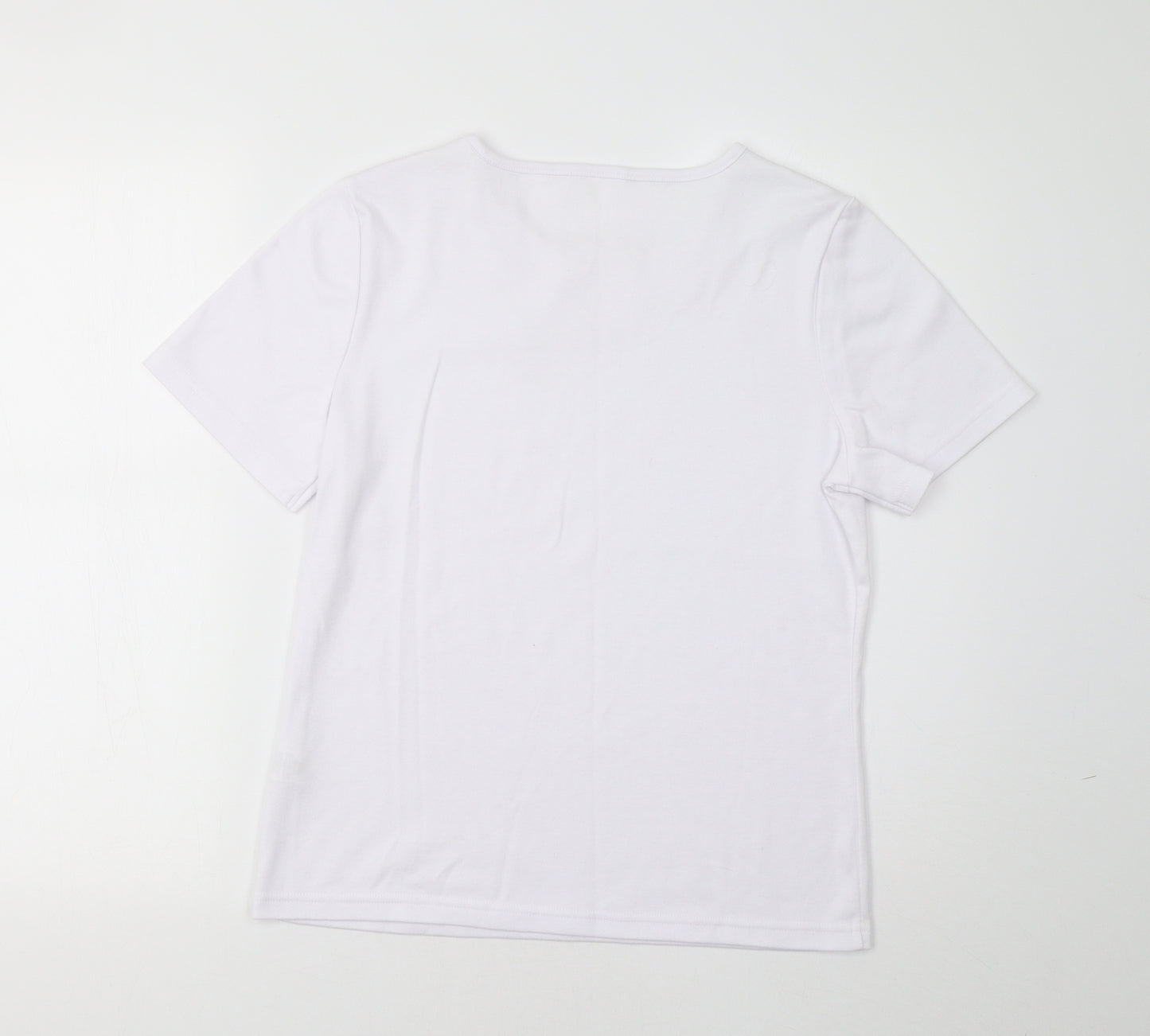 Preworn Womens White Floral  Basic T-Shirt Size S