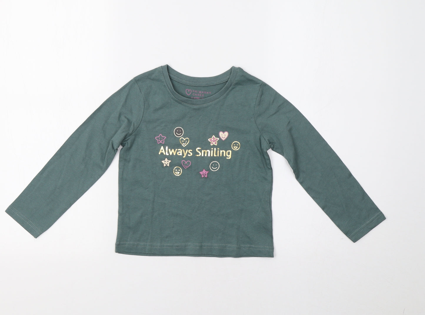Primark Girls Green   Basic Polo Size 3-4 Years  - Smiling