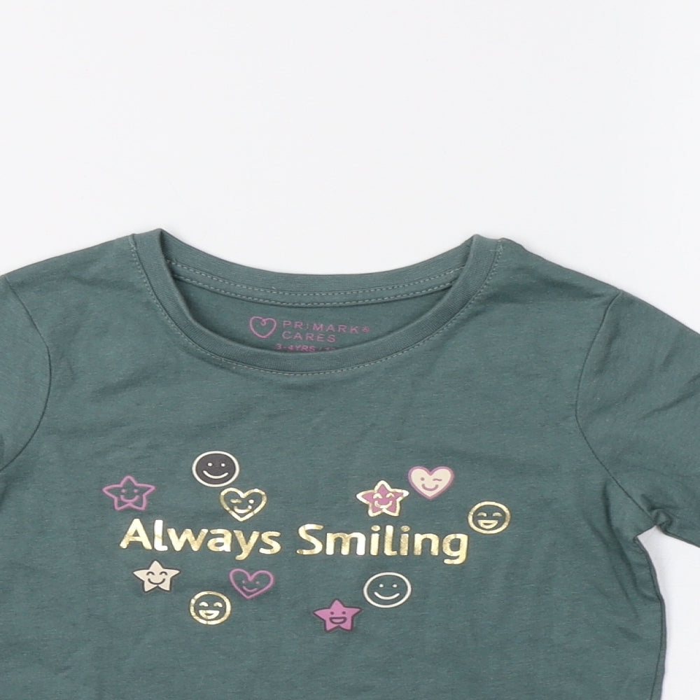 Primark Girls Green   Basic Polo Size 3-4 Years  - Smiling