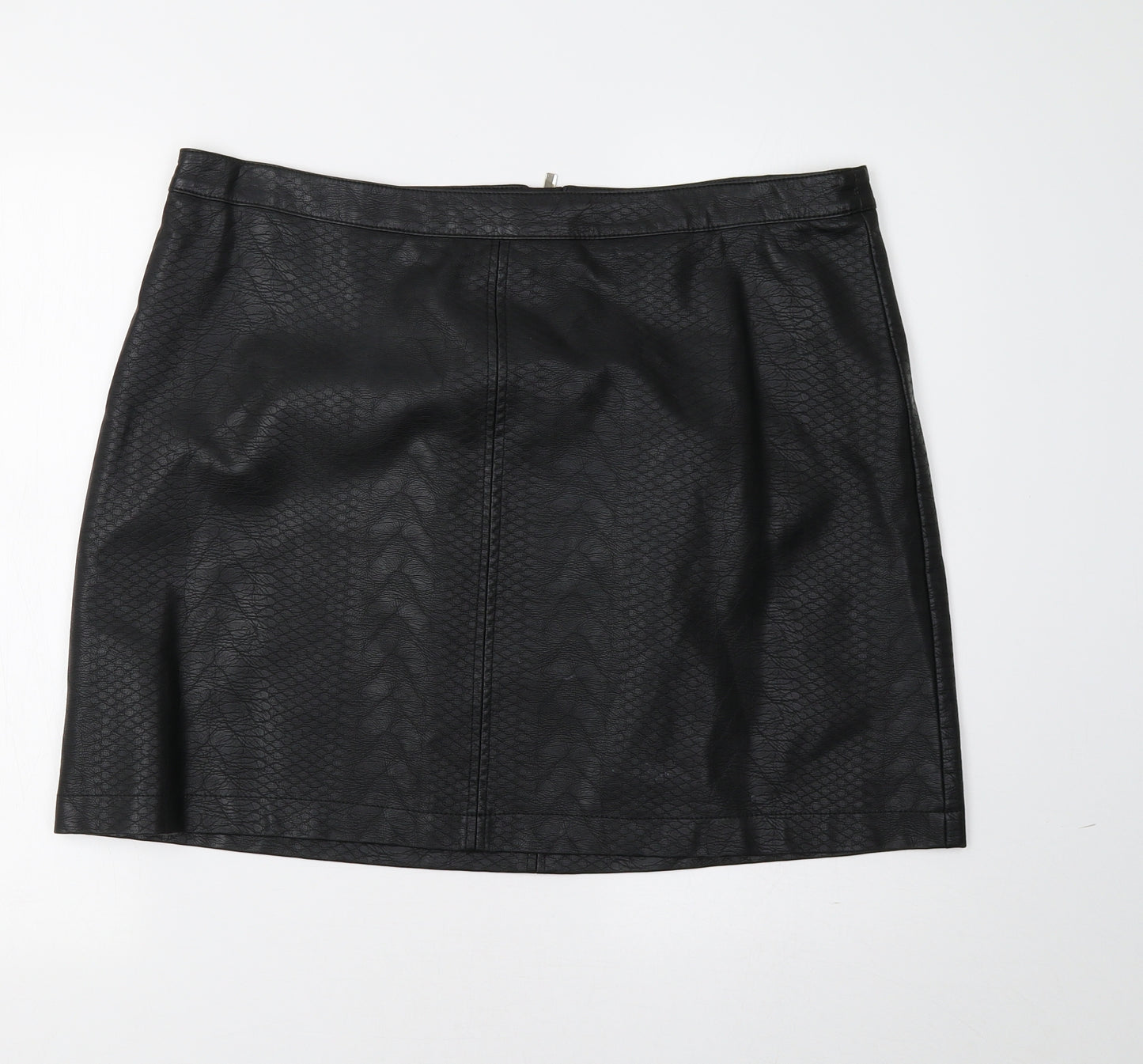 F&F Womens Black Animal Print  Mini Skirt Size 18
