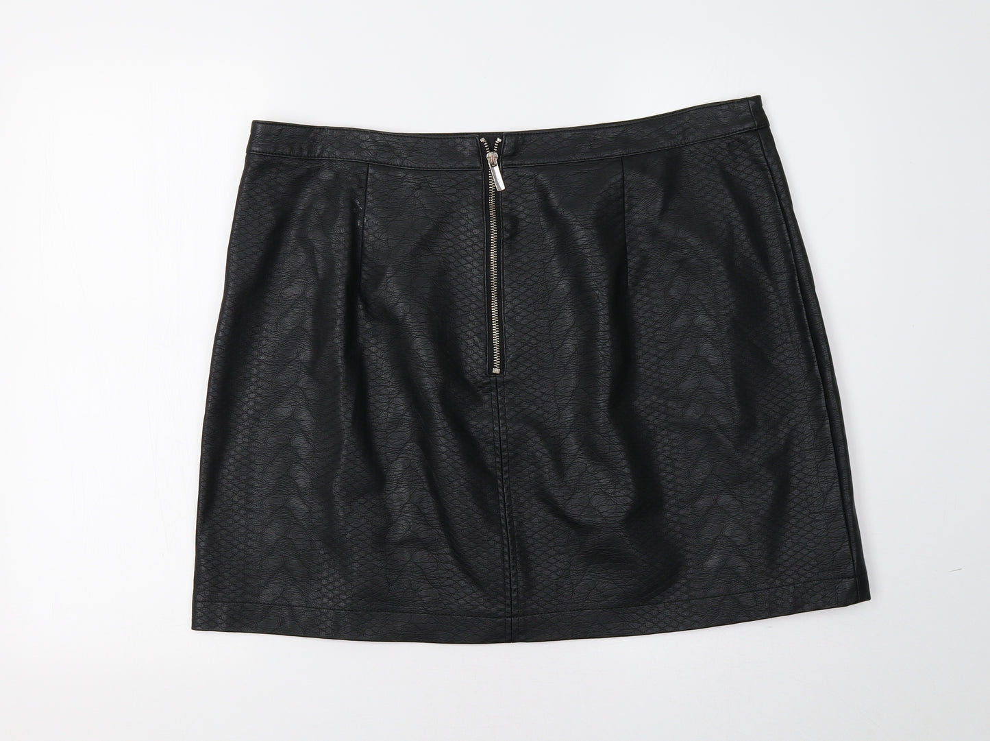 F&F Womens Black Animal Print  Mini Skirt Size 18