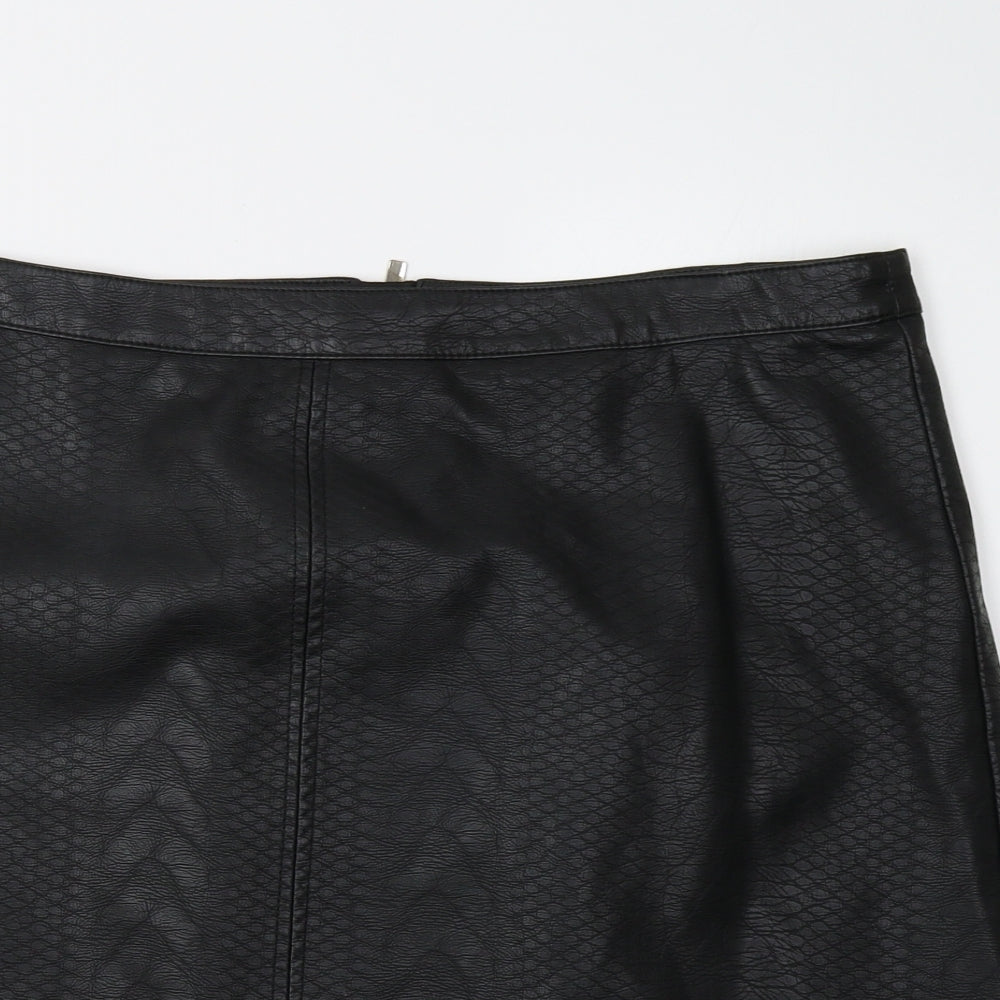 F&F Womens Black Animal Print  Mini Skirt Size 18