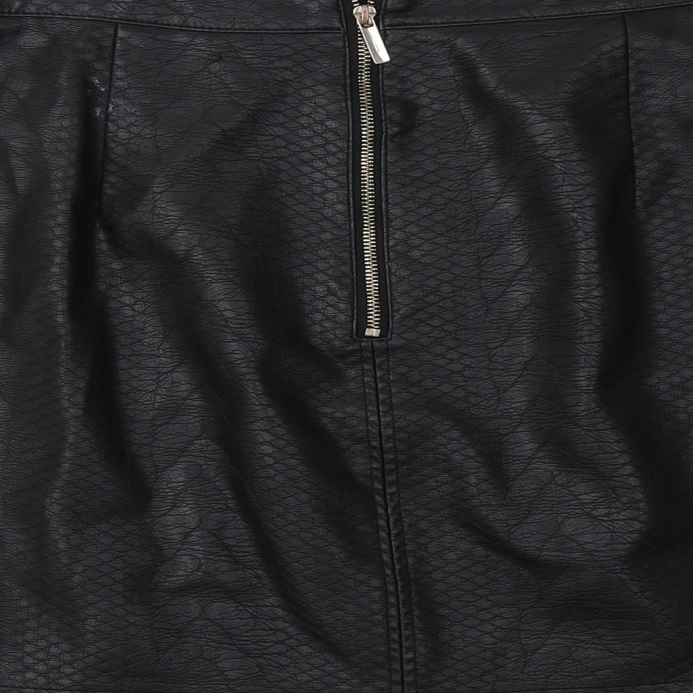 F&F Womens Black Animal Print  Mini Skirt Size 18