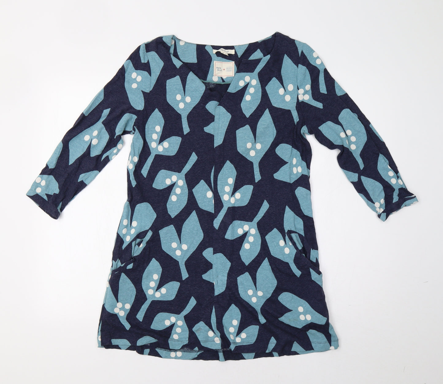 White Stuff Womens Blue Geometric  Tunic Blouse Size 8
