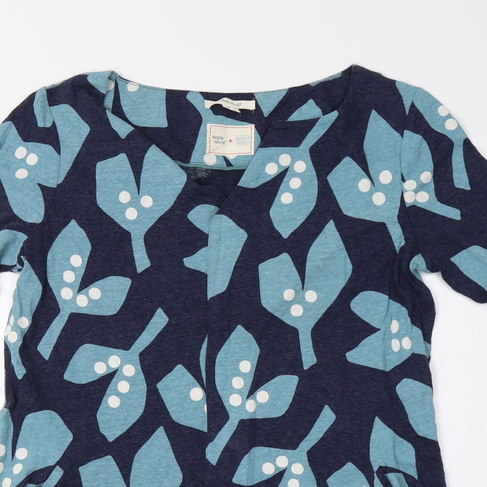 White Stuff Womens Blue Geometric  Tunic Blouse Size 8
