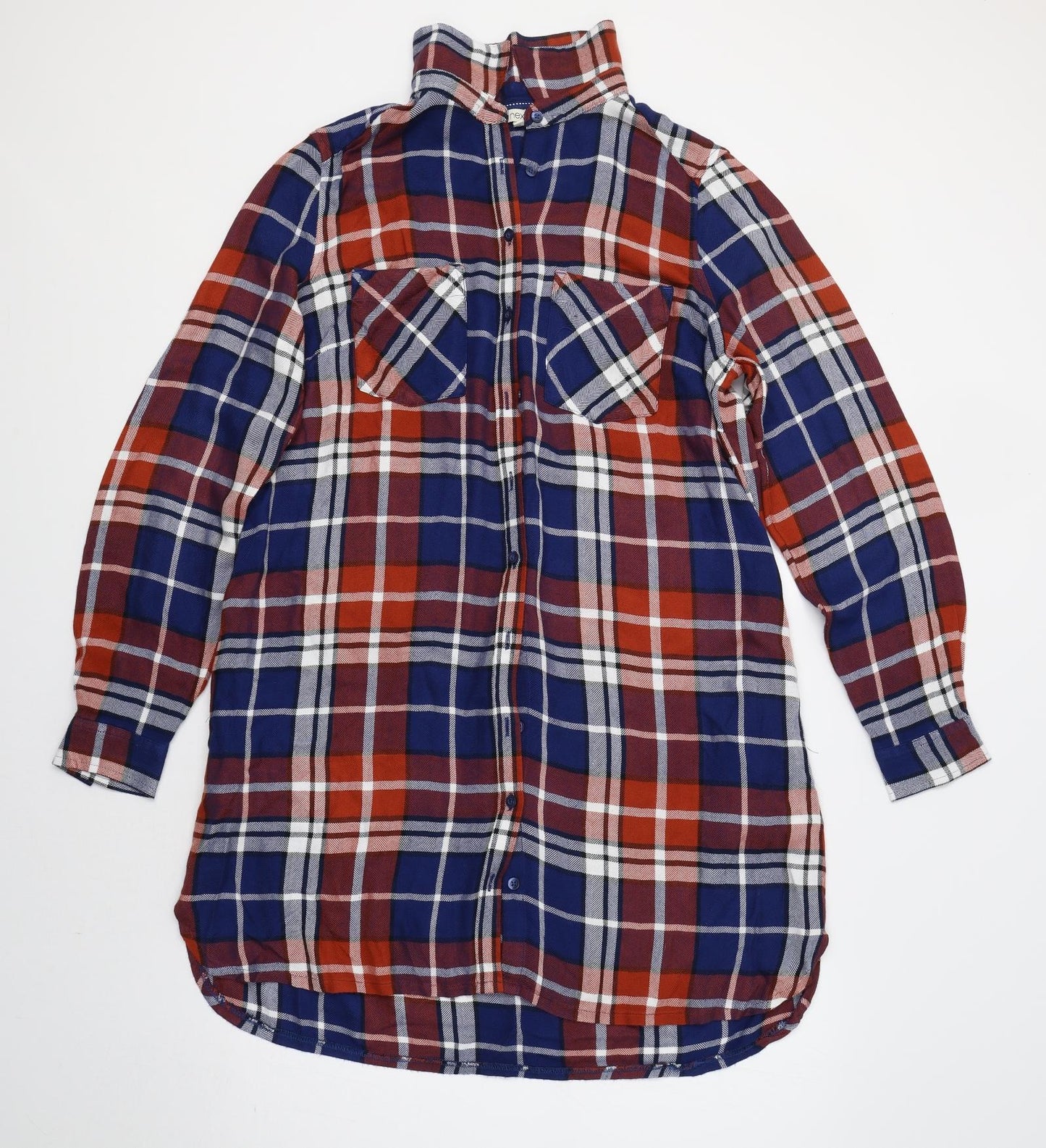NEXT Womens Blue Check  Basic Button-Up Size 14
