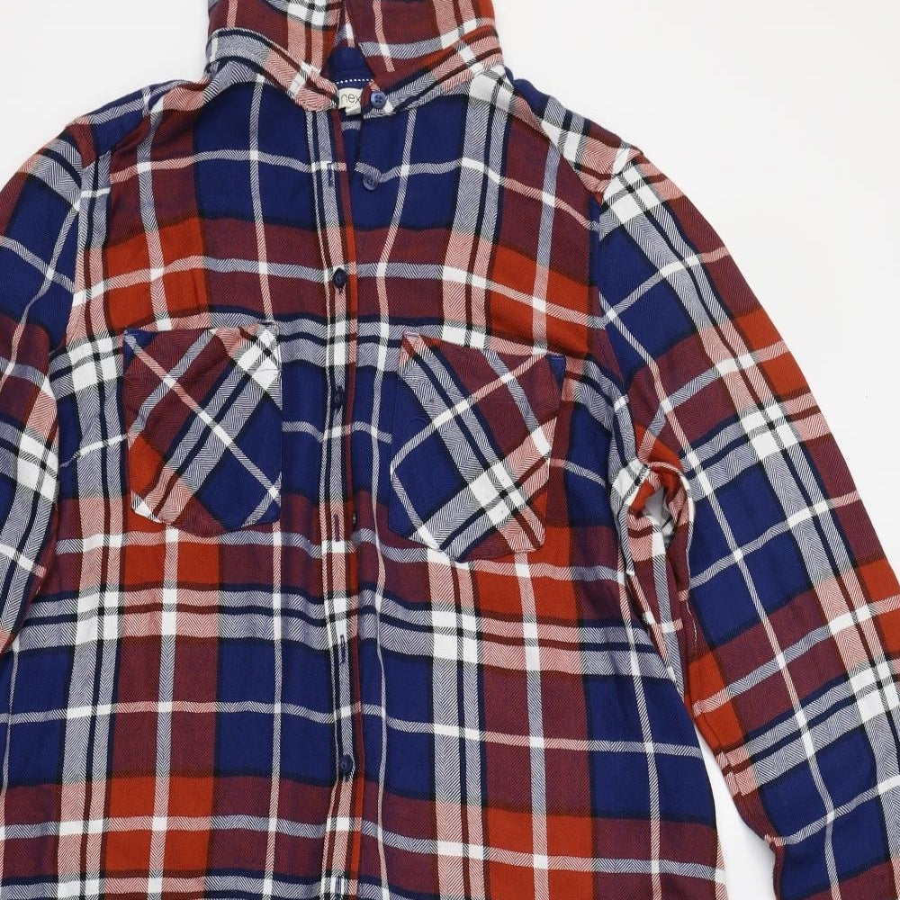 NEXT Womens Blue Check  Basic Button-Up Size 14