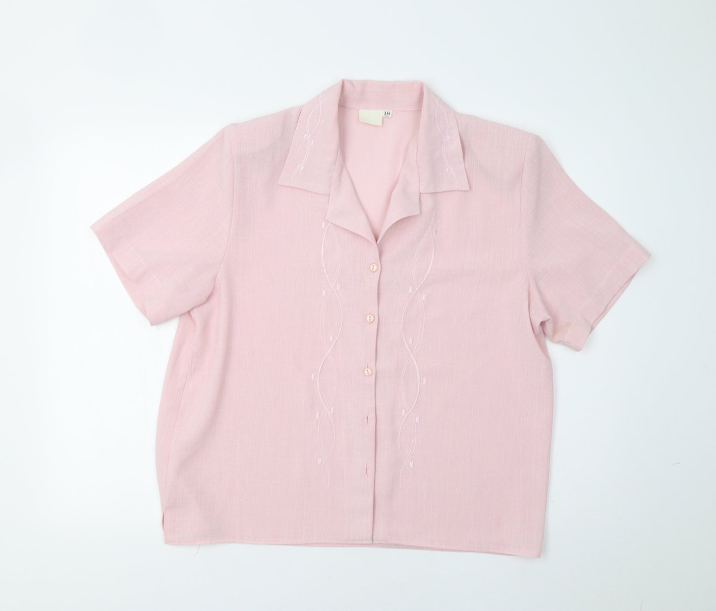 Preworn Womens Pink Geometric  Basic Blouse Size 18
