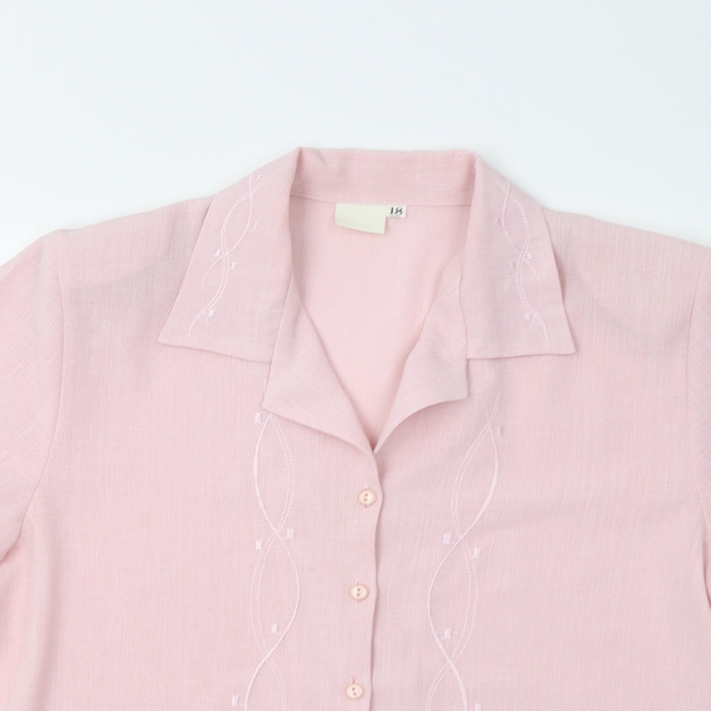 Preworn Womens Pink Geometric  Basic Blouse Size 18