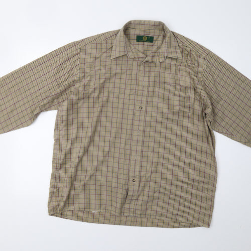 Greenwoods Mens Beige Check   Button-Up Size L