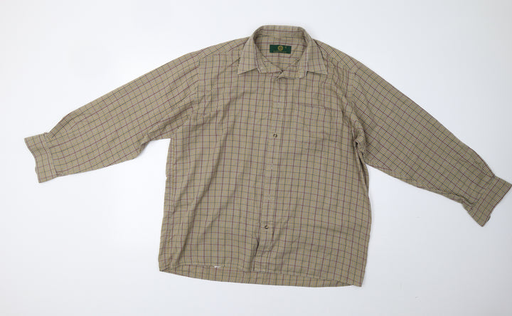 Greenwoods Mens Beige Check   Button-Up Size L