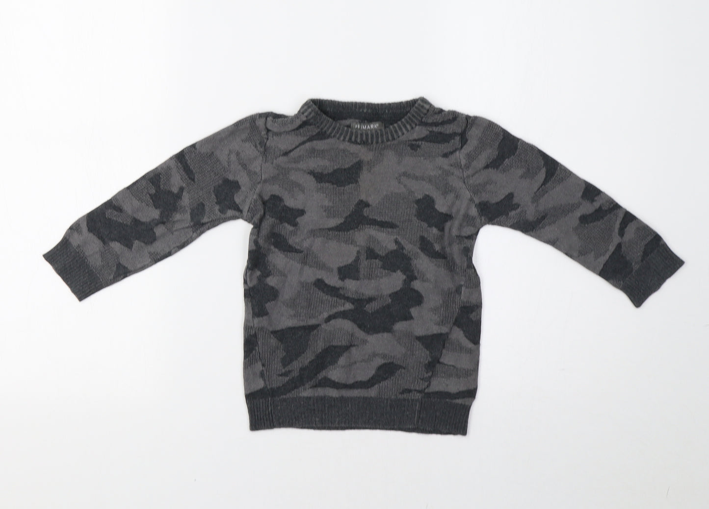 Primark Baby Grey Camouflage  Pullover Jumper Size 18-24 Months
