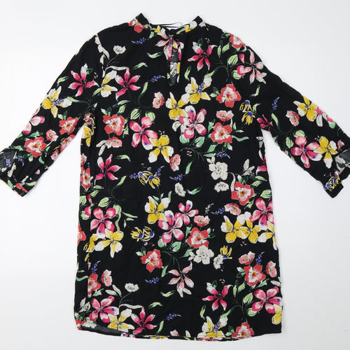 TU Womens Black Floral  Tunic Blouse Size 14