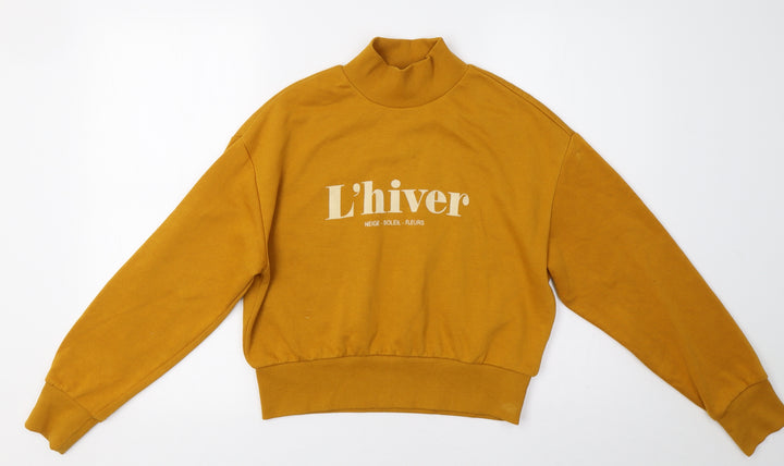 H&M Womens Yellow   Pullover Sweatshirt Size XS
