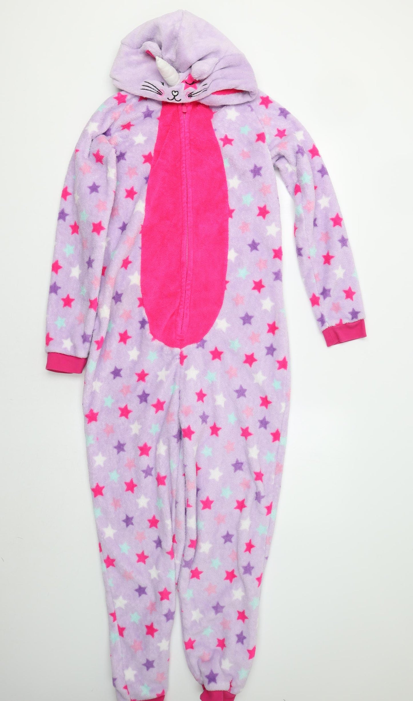 George Girls Purple Geometric   Bodysuit Size 12-13 Years  - Unicorn Onesie