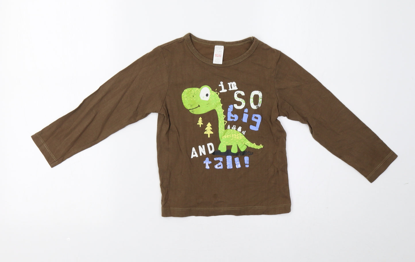 Miniclub Boys Brown   Basic T-Shirt Size 3-4 Years  - Dino