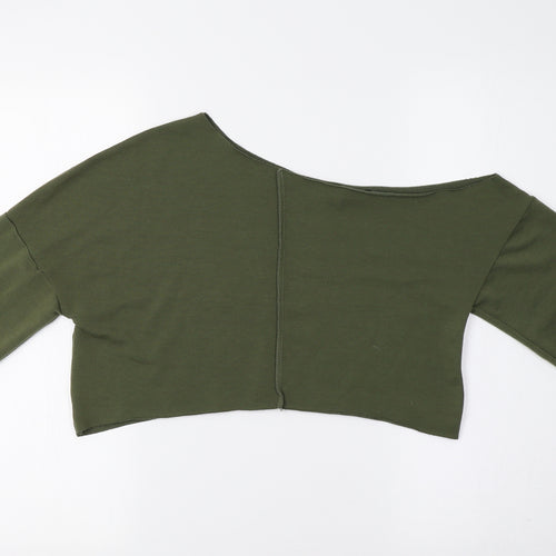 PRETTYLITTLETHING Womens Green   Pullover Sweatshirt Size 6  - Cropped