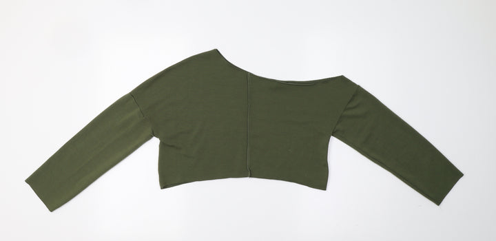PRETTYLITTLETHING Womens Green   Pullover Sweatshirt Size 6  - Cropped