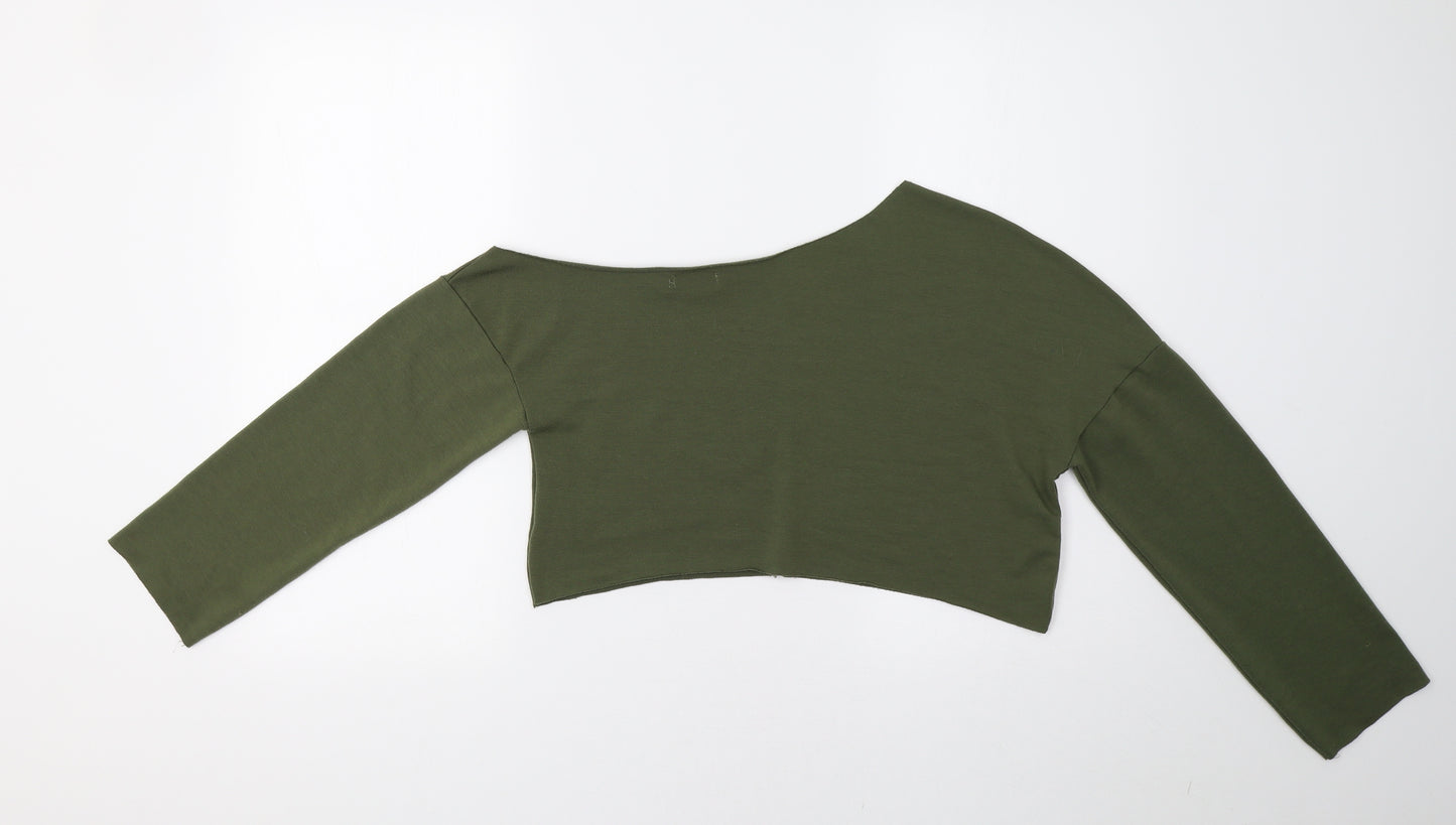 PRETTYLITTLETHING Womens Green   Pullover Sweatshirt Size 6  - Cropped