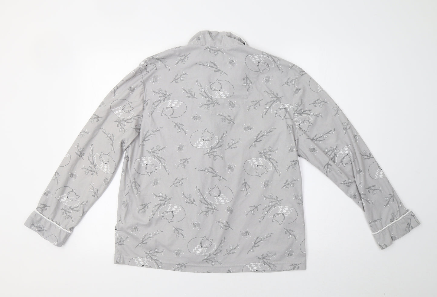 Jeff & Co Womens Grey Floral  Top Pyjama Top Size 14  - Fox Print