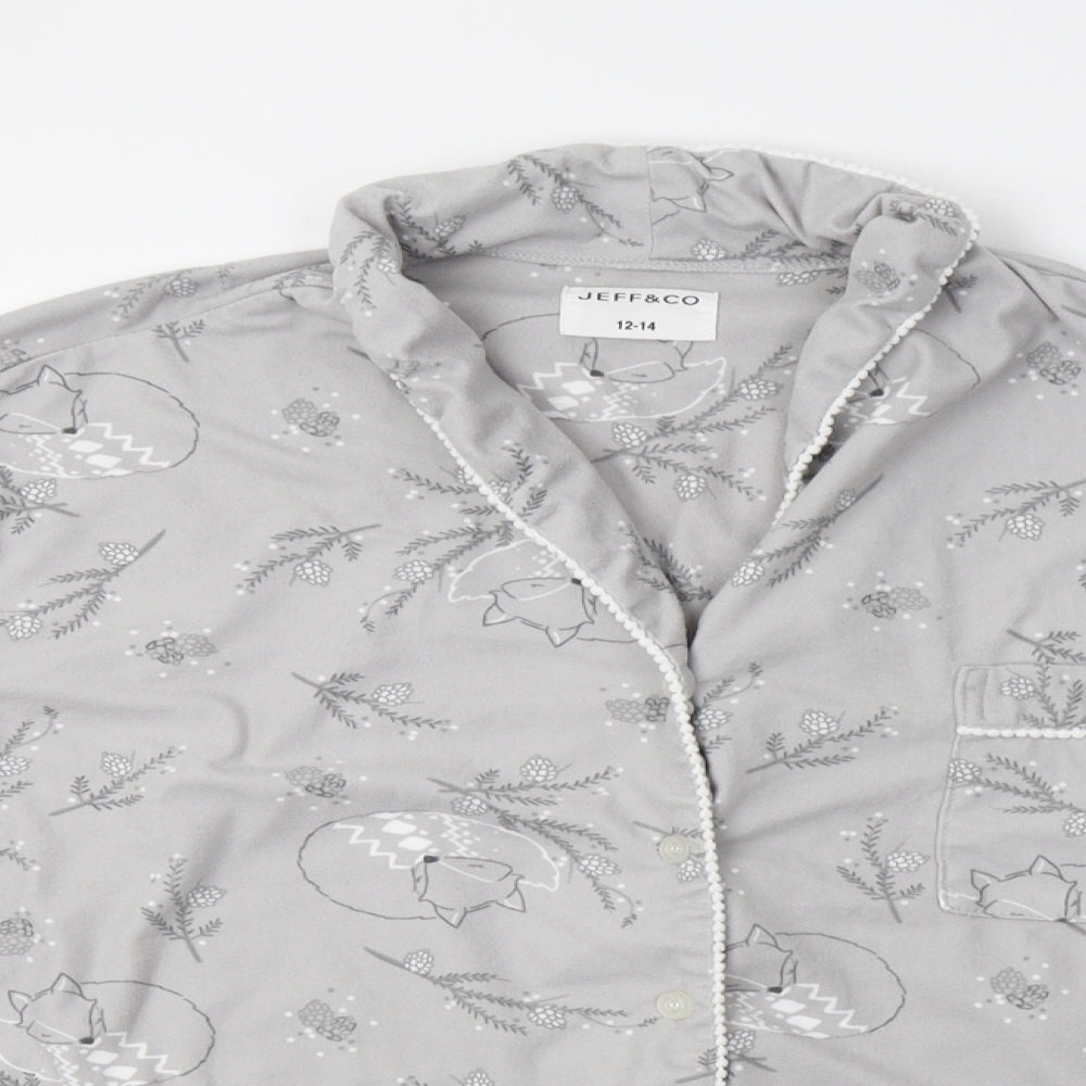 Jeff & Co Womens Grey Floral  Top Pyjama Top Size 14  - Fox Print