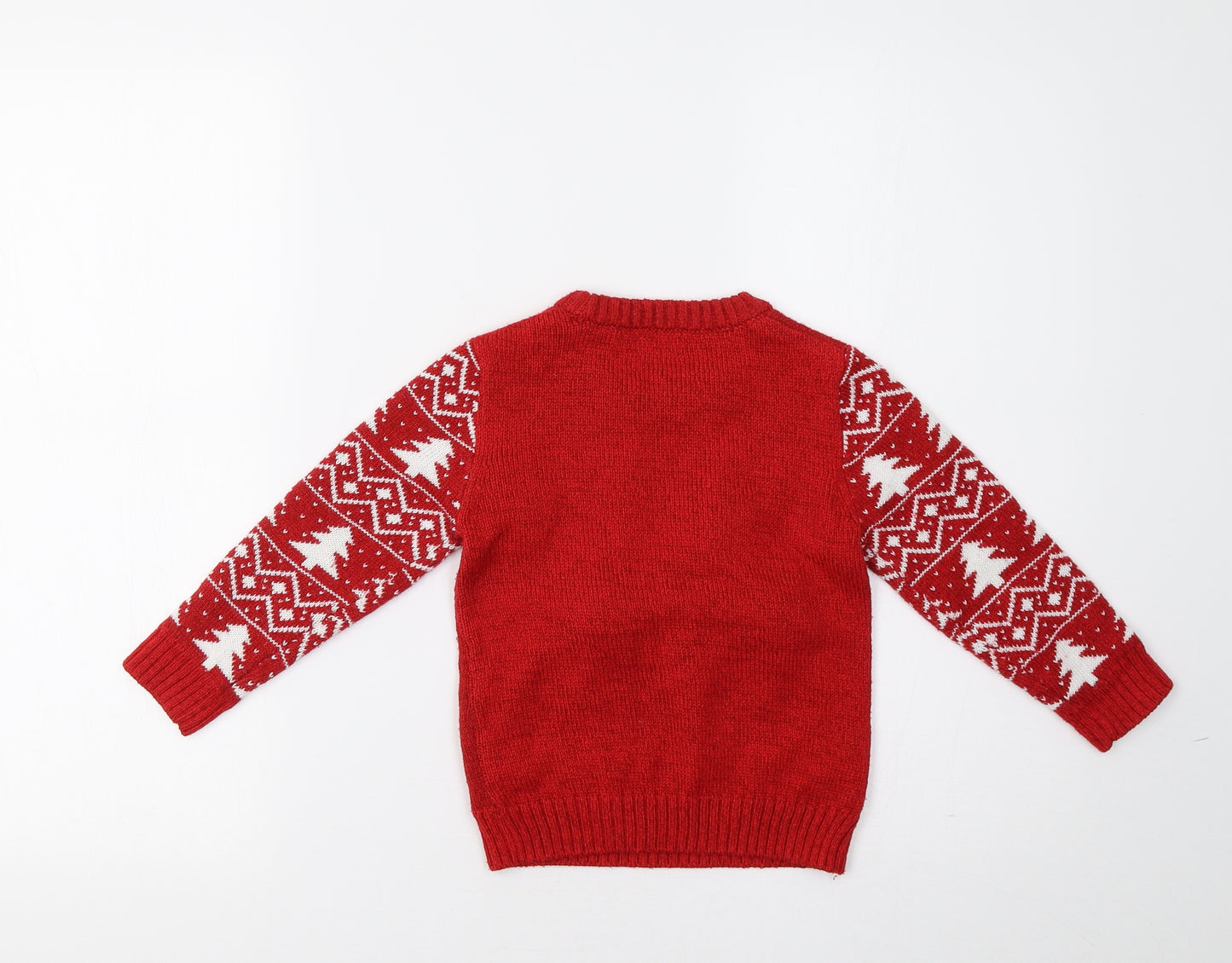 F&F Girls Red Fair Isle  Pullover Jumper Size 2-3 Years  - Rudolph Christmas