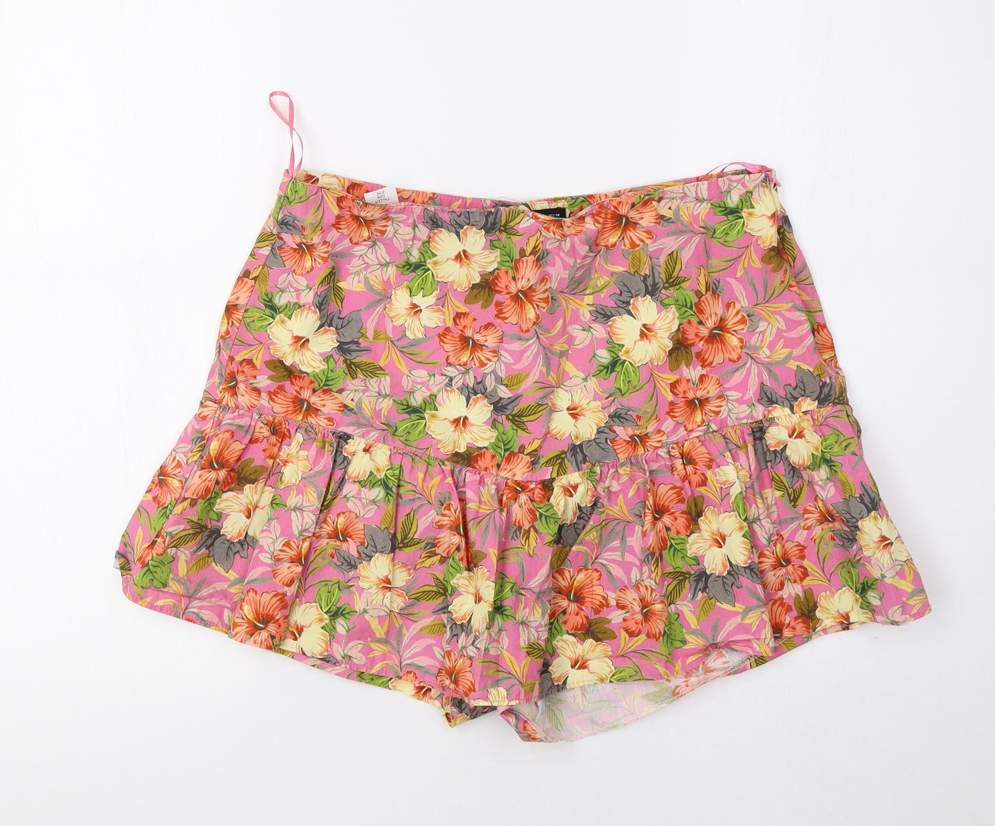 Zara Womens Pink Floral  Mini Skort Size L