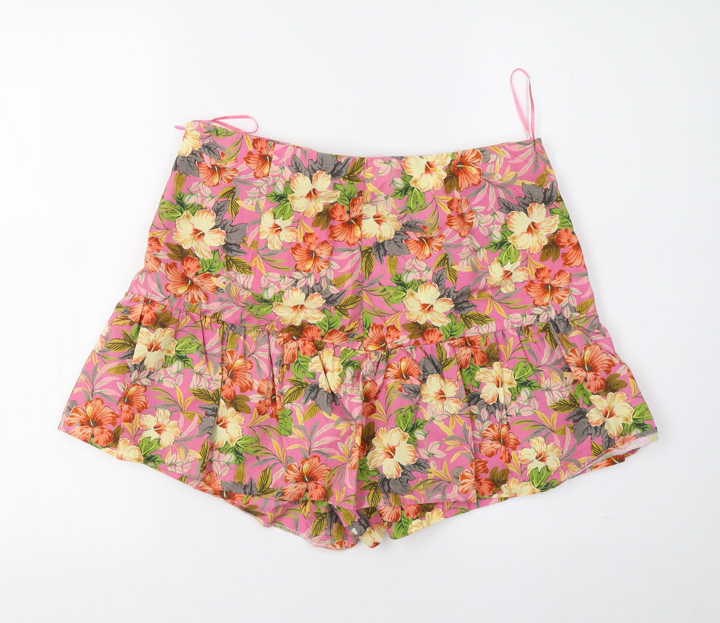 Zara Womens Pink Floral  Mini Skort Size L