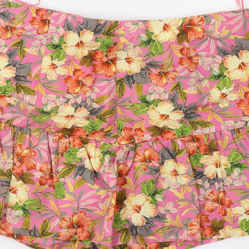 Zara Womens Pink Floral  Mini Skort Size L