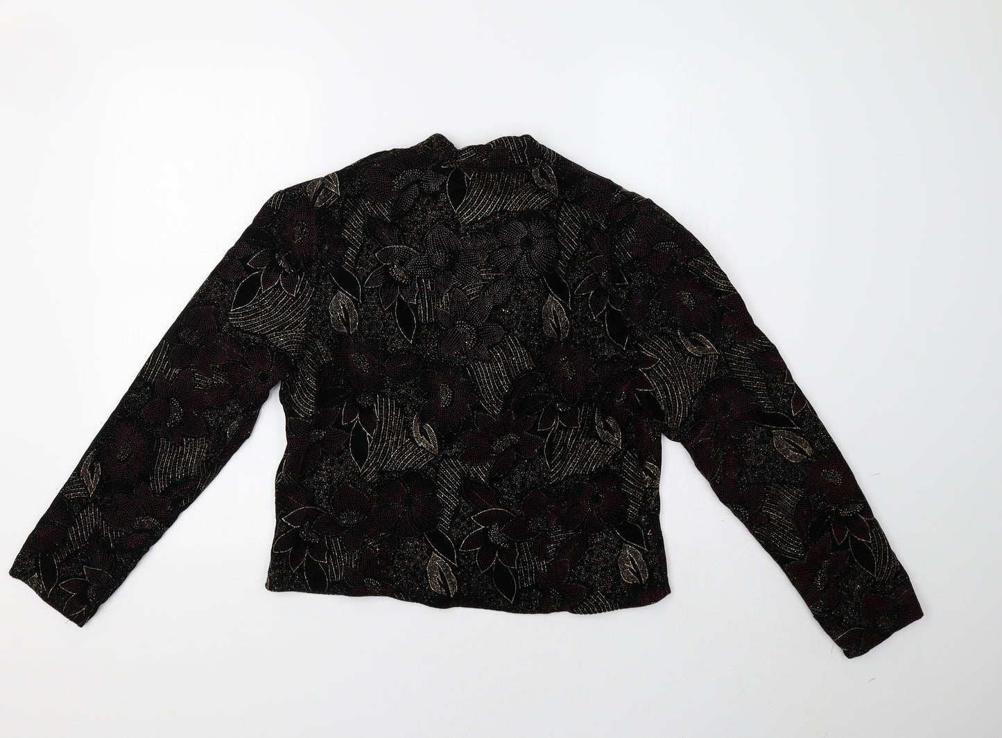 Preworn Womens Black Floral  Jacket Blazer Size 14