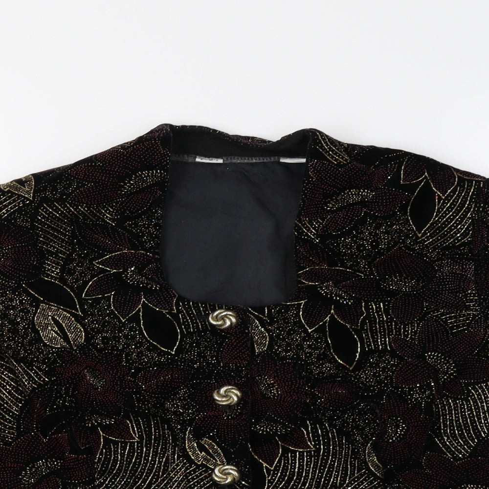 Preworn Womens Black Floral  Jacket Blazer Size 14