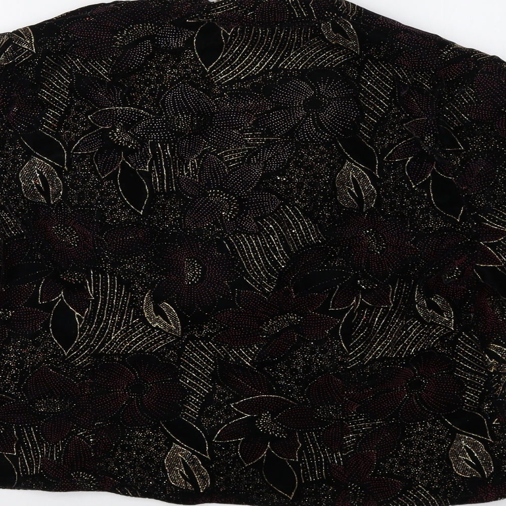 Preworn Womens Black Floral  Jacket Blazer Size 14