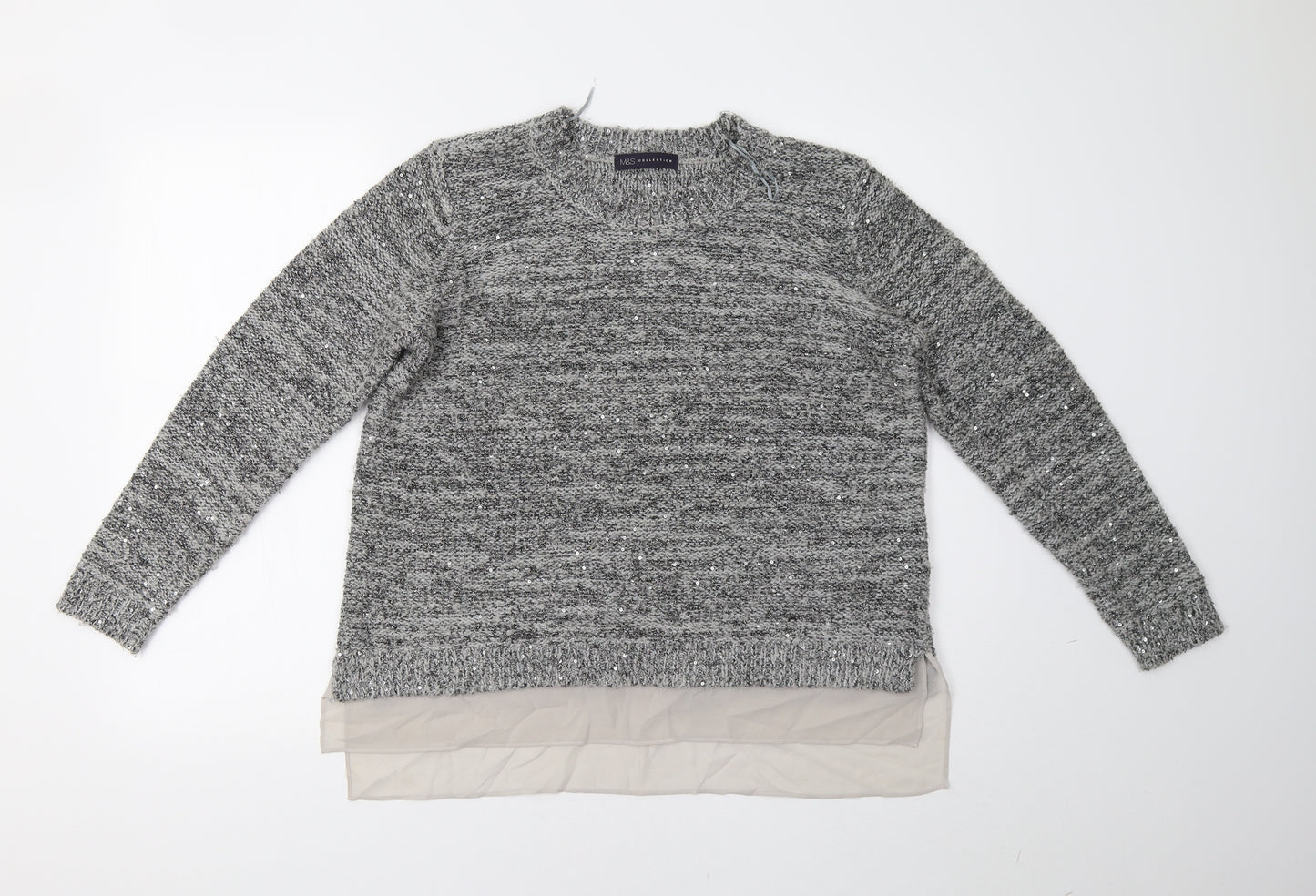 M&S Womens Grey   Pullover Jumper Size 14  - Sequinned