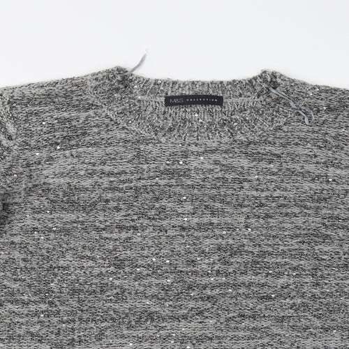 M&S Womens Grey   Pullover Jumper Size 14  - Sequinned