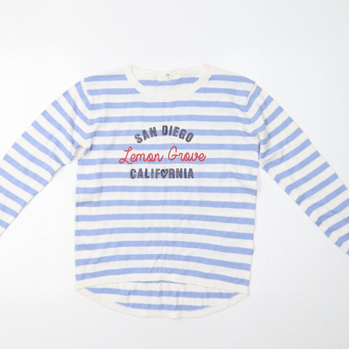 H&M Girls Blue Striped  Pullover Jumper Size 11 Years  - California